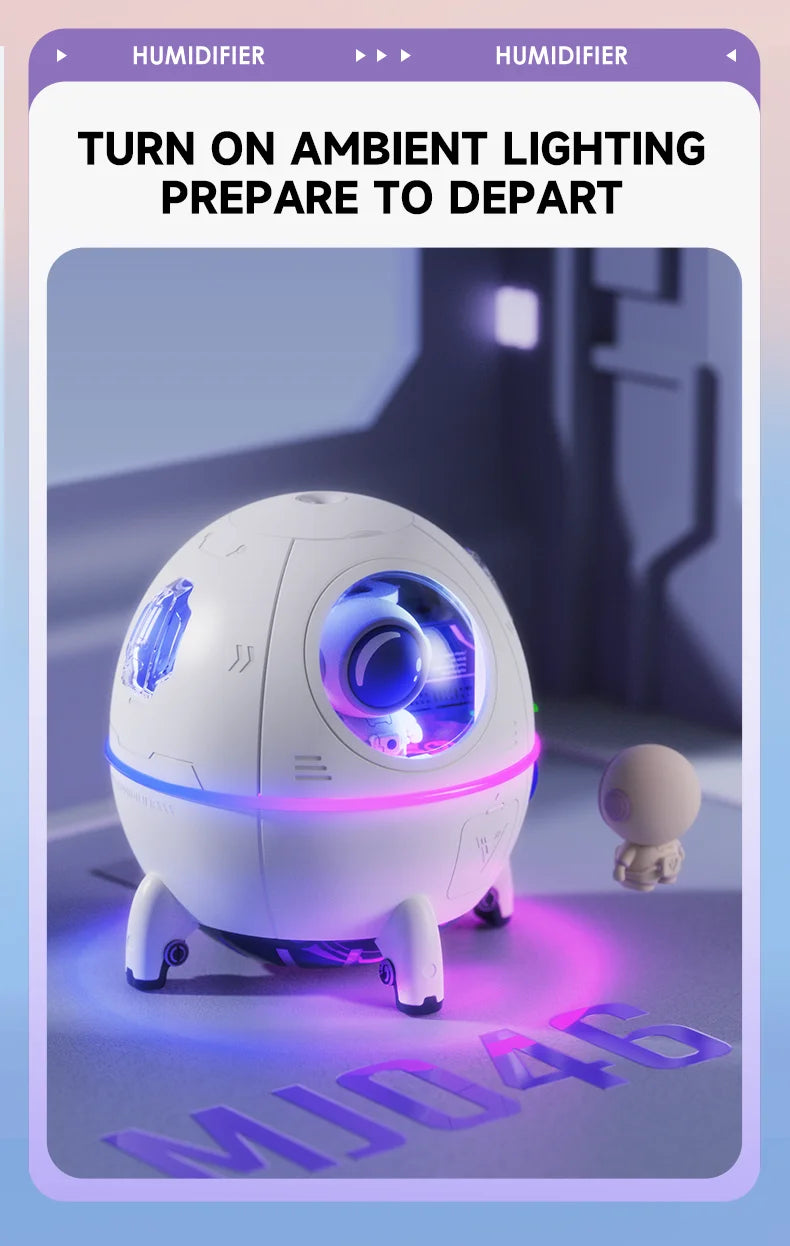 Portable Air Humidifier USB Rechargeable – Aromatherapy Diffuser with LED Light for Bedroom & Office