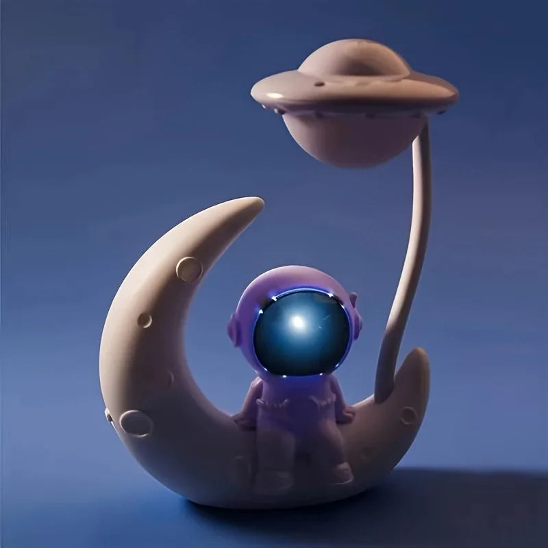 Moon Astronaut LED Night Light – Cute Desk Lamp for Bedroom, Kids Room & Home Decor