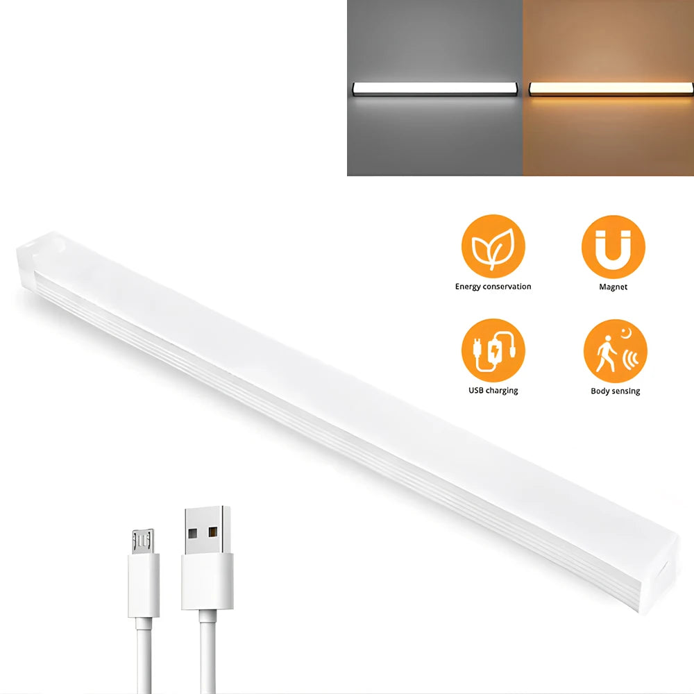 Wireless Motion Sensor LED Light Bar – USB Rechargeable Magnetic Night Light for Closet, Kitchen & Cabinet