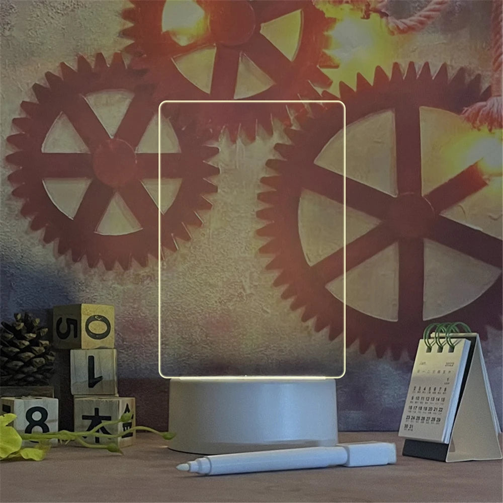 LED Message Board Night Light – USB Acrylic Writing Lamp for Bedroom, Desk & Gifts