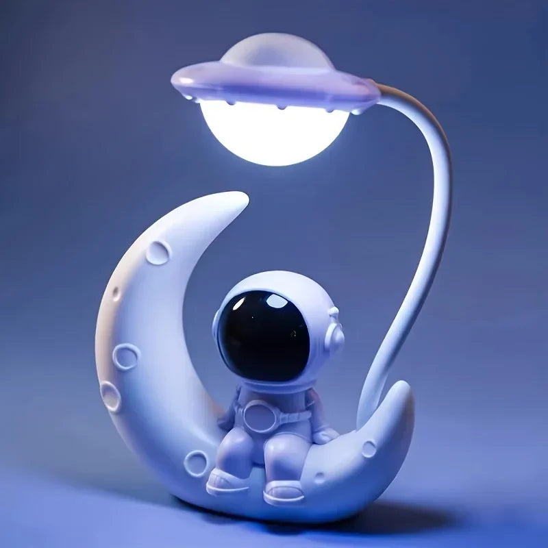 Moon Astronaut LED Night Light – Cute Desk Lamp for Bedroom, Kids Room & Home Decor