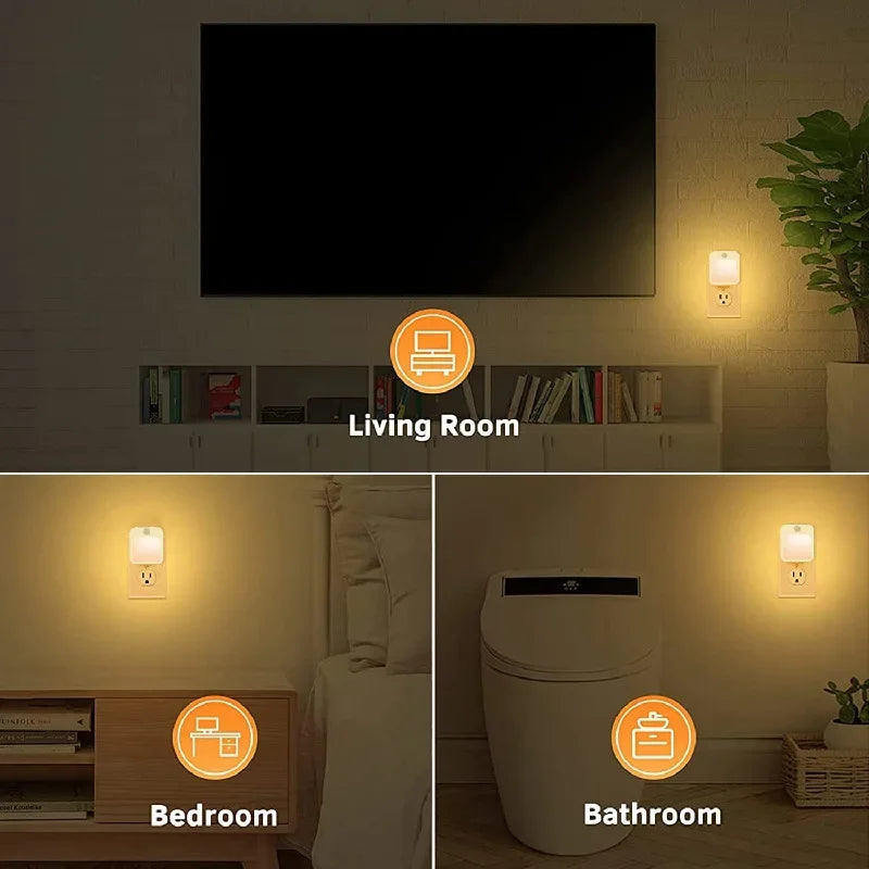 Motion Sensor LED Night Light – Plug-in Automatic Night Lamp for Bedroom, Bathroom & Hallway