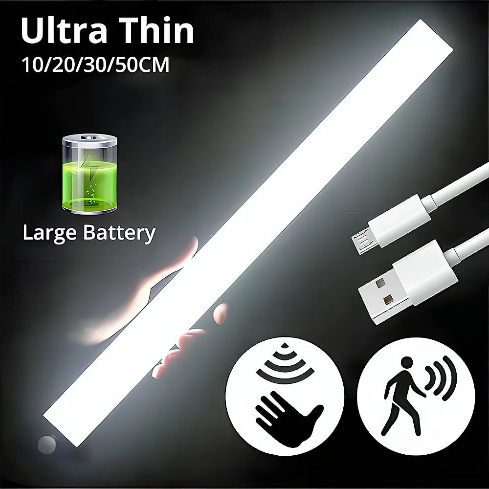 Wireless Motion Sensor LED Light Bar – USB Rechargeable Magnetic Night Light for Closet, Kitchen & Cabinet