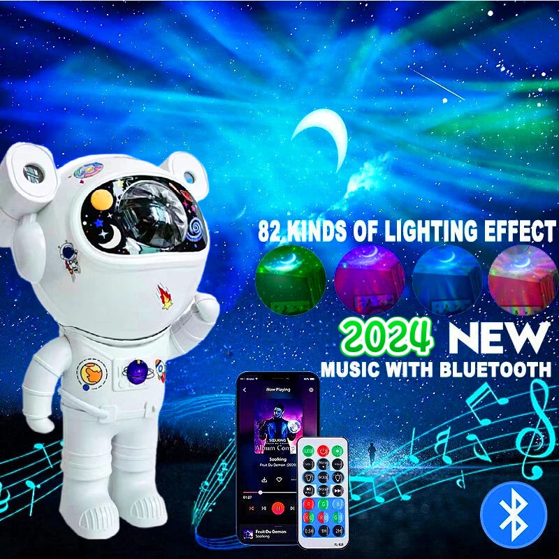 Astronaut Galaxy Projector with Bluetooth Speaker – LED Starry Night Light for Bedroom & Home Decor