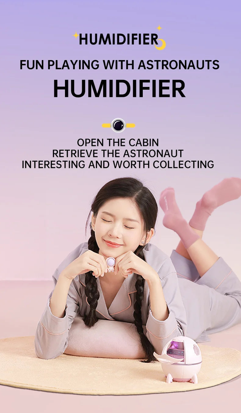 Portable Air Humidifier USB Rechargeable – Aromatherapy Diffuser with LED Light for Bedroom & Office