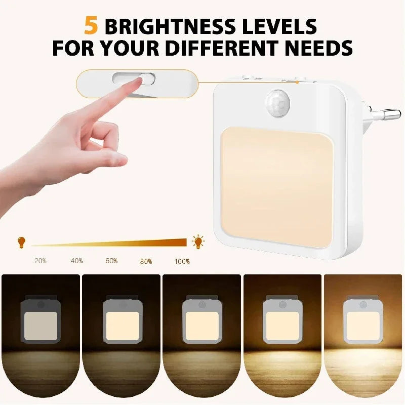 Motion Sensor LED Night Light – Plug-in Automatic Night Lamp for Bedroom, Bathroom & Hallway