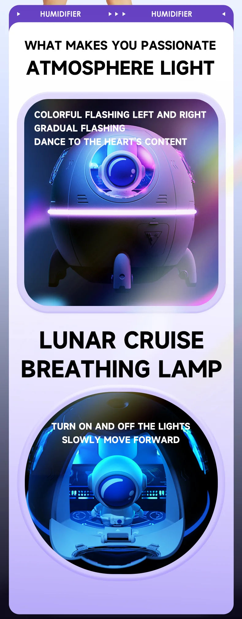 Portable Air Humidifier USB Rechargeable – Aromatherapy Diffuser with LED Light for Bedroom & Office