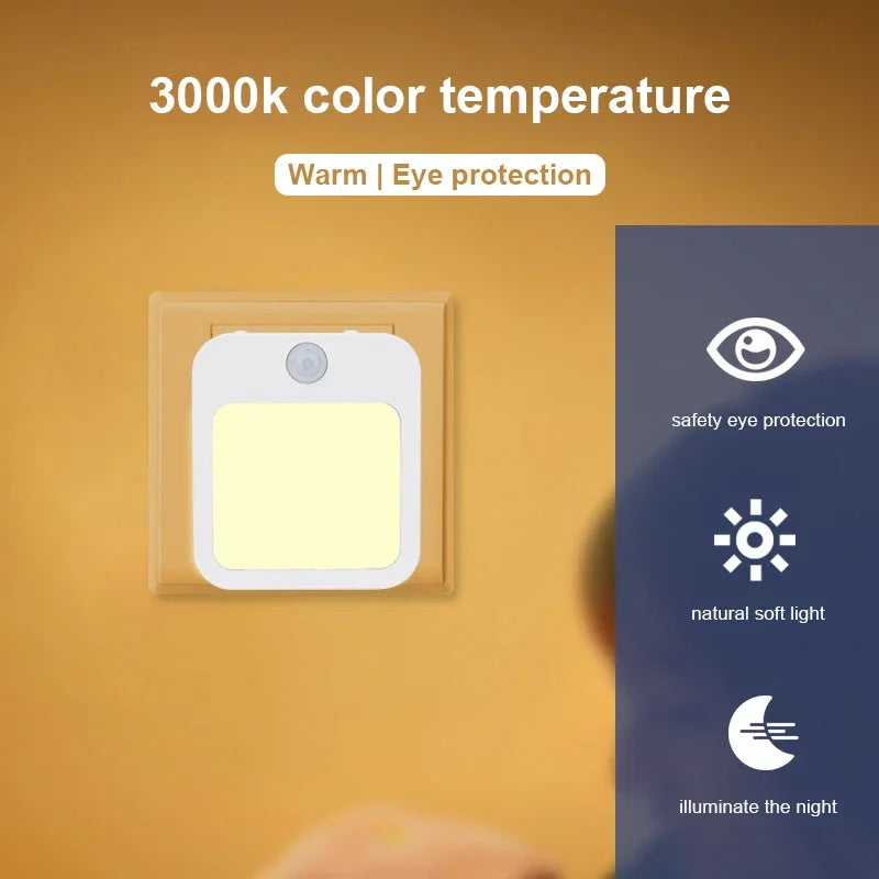 Motion Sensor LED Night Light – Plug-in Automatic Night Lamp for Bedroom, Bathroom & Hallway