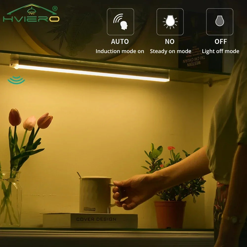 Wireless Motion Sensor LED Light Bar – USB Rechargeable Magnetic Night Light for Closet, Kitchen & Cabinet
