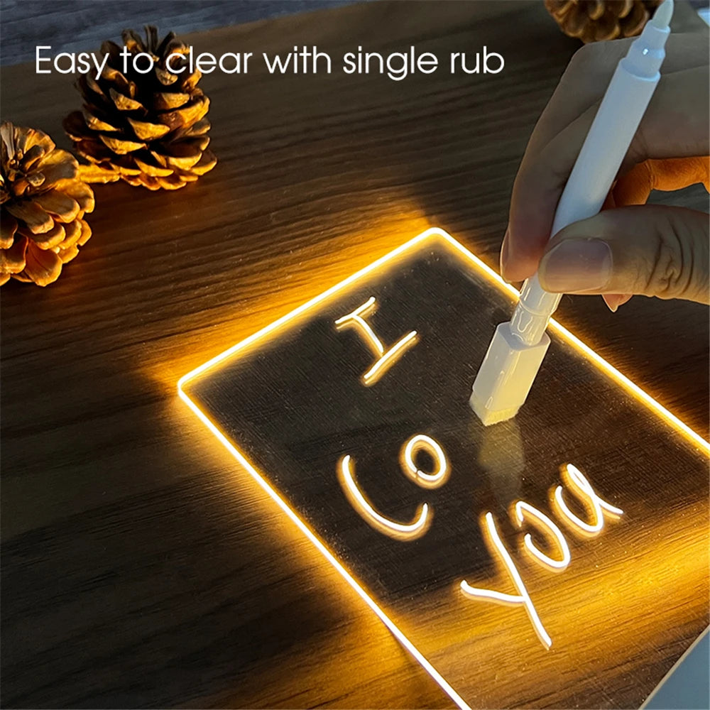 LED Message Board Night Light – USB Acrylic Writing Lamp for Bedroom, Desk & Gifts