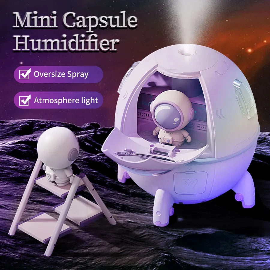 Portable Air Humidifier USB Rechargeable – Aromatherapy Diffuser with LED Light for Bedroom & Office