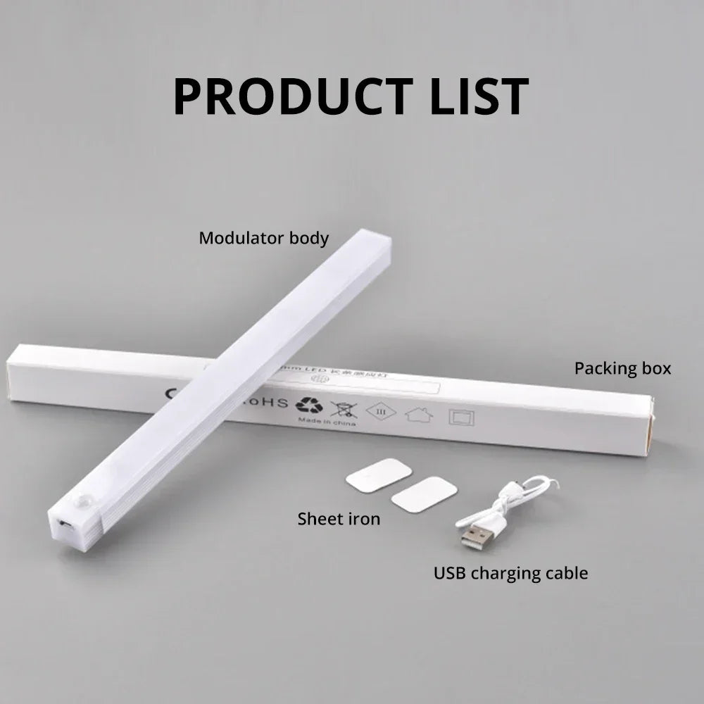 Wireless Motion Sensor LED Light Bar – USB Rechargeable Magnetic Night Light for Closet, Kitchen & Cabinet