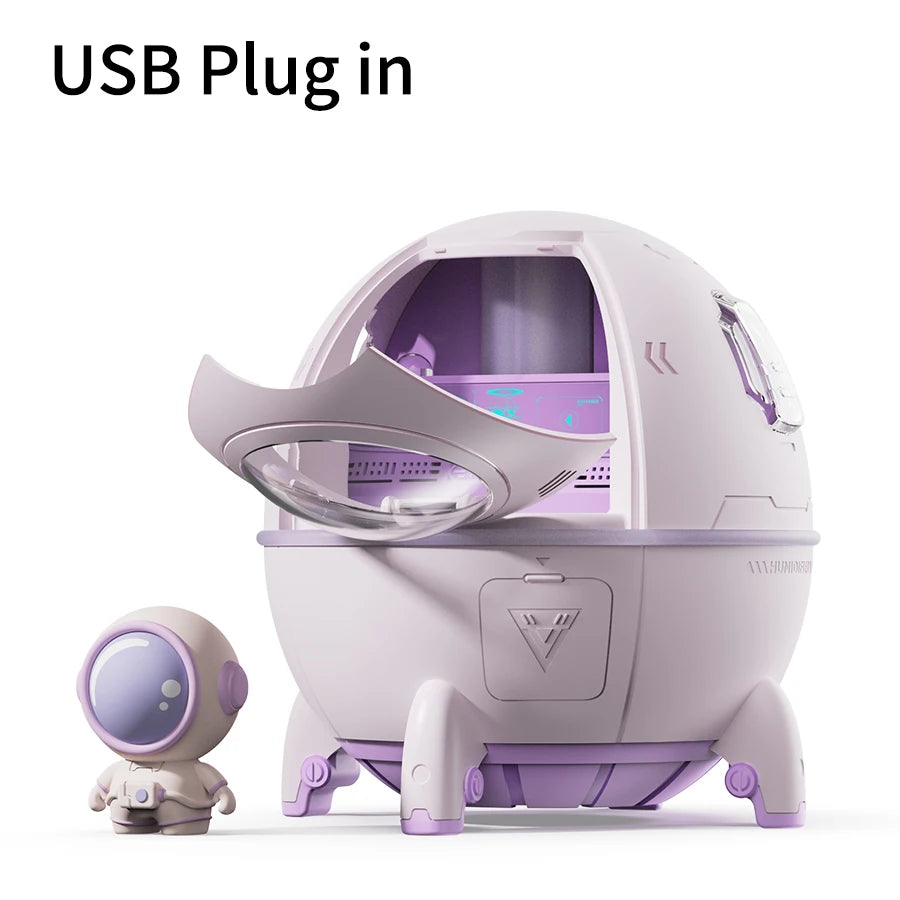 Portable Air Humidifier USB Rechargeable – Aromatherapy Diffuser with LED Light for Bedroom & Office