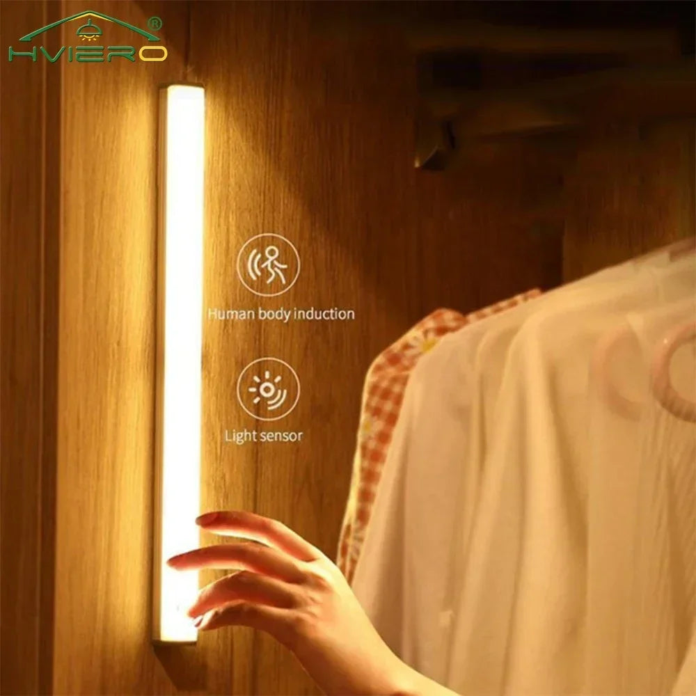 Wireless Motion Sensor LED Light Bar – USB Rechargeable Magnetic Night Light for Closet, Kitchen & Cabinet