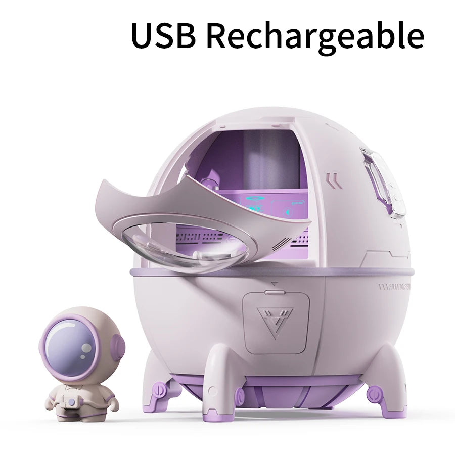 Portable Air Humidifier USB Rechargeable – Aromatherapy Diffuser with LED Light for Bedroom & Office