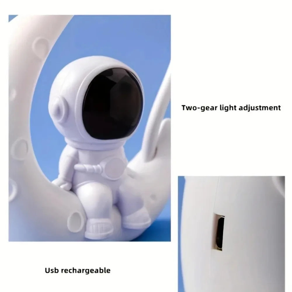 Moon Astronaut LED Night Light – Cute Desk Lamp for Bedroom, Kids Room & Home Decor